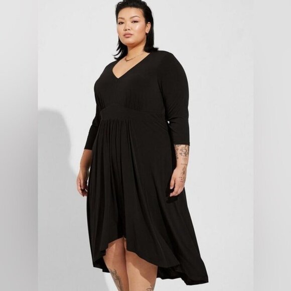 Torrid Tea Length Studio Knit Deep V Bodycon Dress Size 3x Classic - Picture 3 of 14